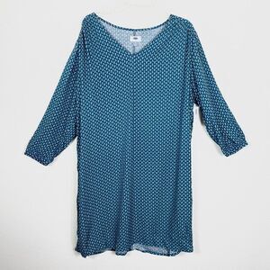 Old Navy Blue Floral V Neck Long Sleeve Dress